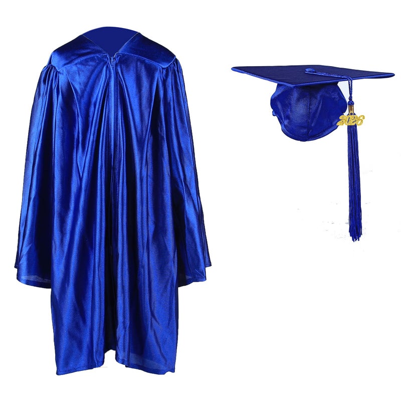 FtyFty Shiny Kindergarten Graduation Cap and Gown Set (36"(4'3"-4'5"), Royal Blue) - Image 1